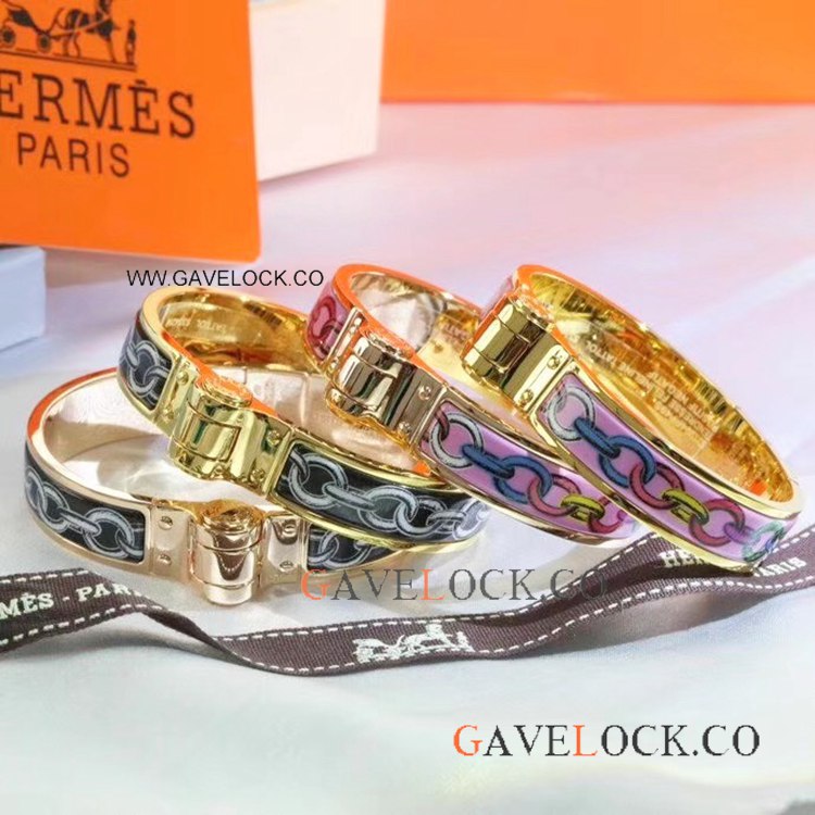 Hermes Les Chaines Bangle Rose Gold and Gold